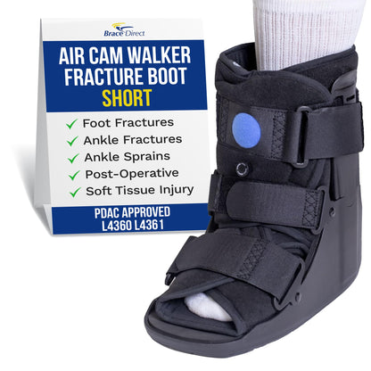 Brace Direct Air Cam Walker Fracture Boot - Short - Orthopedic Medical Walking Boot for Foot & Ankle Fractures, Sprains & Injury Stabilization Size S (Men’s US 4.5-7 / Women’s US 6-8)