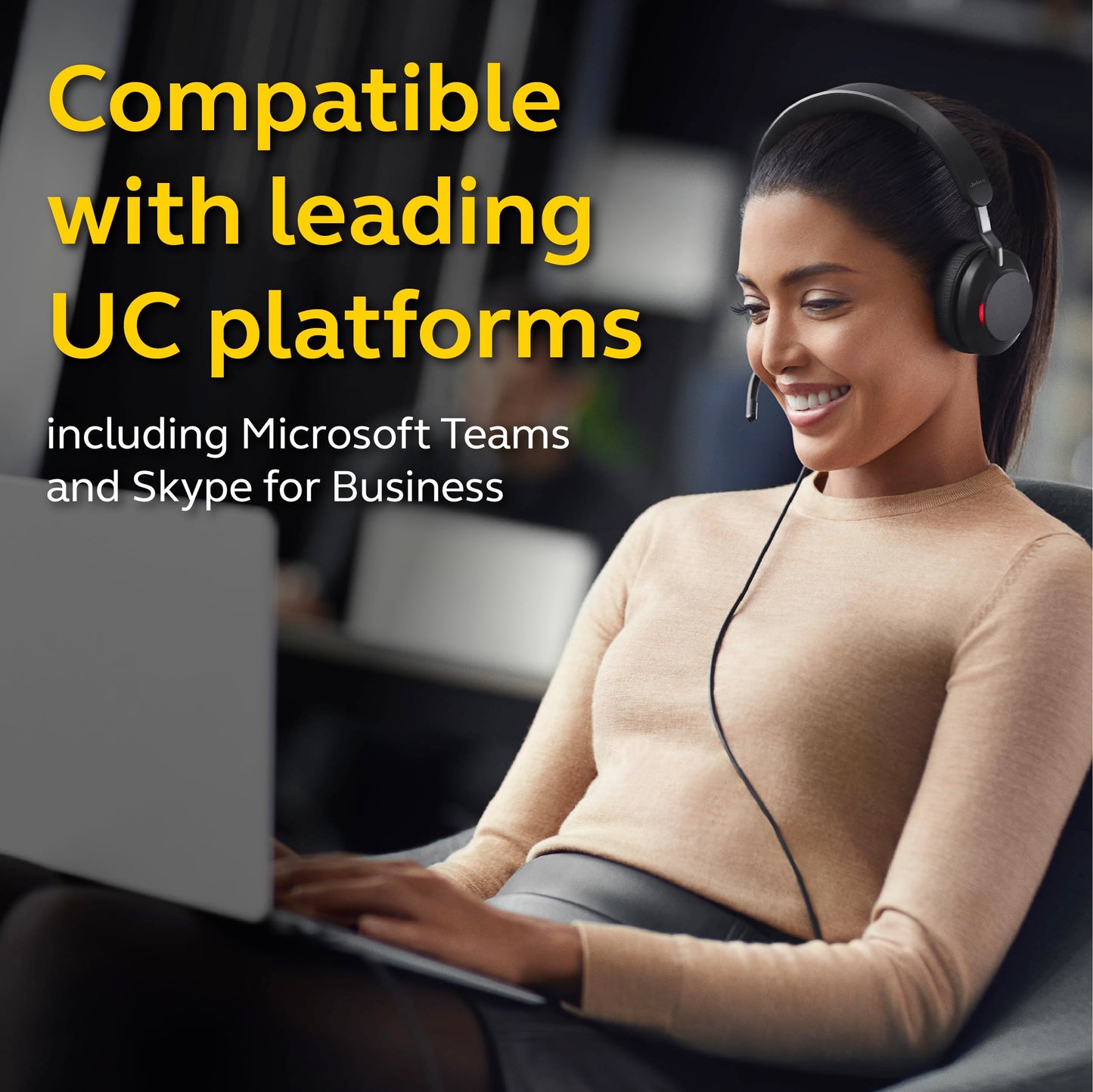 Jabra Evolve2 40 UC Wired Headphones, USB-A, Stereo, Black – Telework Headset for Calls and Music, Enhanced All-Day Comfort, Passive Noise Cancelling Headphones, UC-Optimized with USB-A Connection