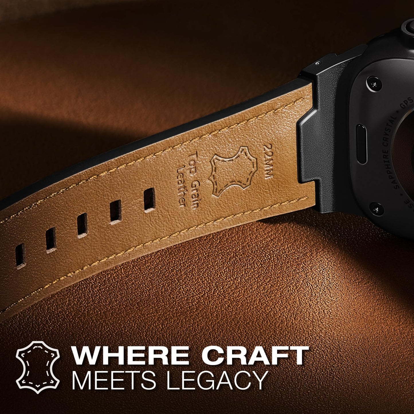 Leather bands Compatible With Apple Watch Ultra Band 49mm 46mm 45mm 44mm 42mm, Superior Genuine Leather Rugged Metal Connector Durable Strap for Men iWatch Ultra3 2 1,Series 11 10 9 8 7 6 5 4 3 SE3 SE