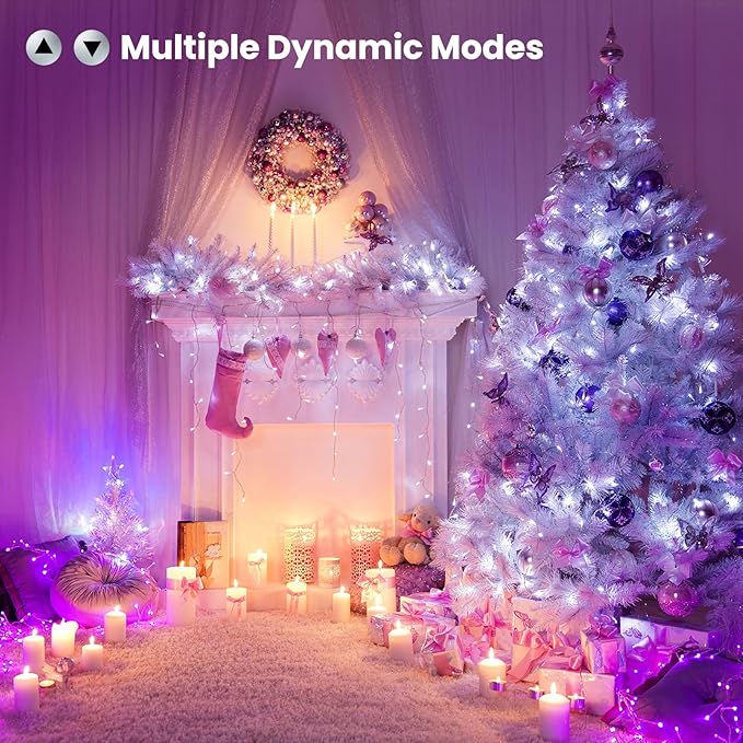 BrizLabs RGB String Lights, Color Changing Orange Purple Halloween Lights, 100 LED 33ft USB Christmas Light Dimmable with Remote, Mini Christmas Light String Clear Wire for Halloween Xmas Thanksgiving