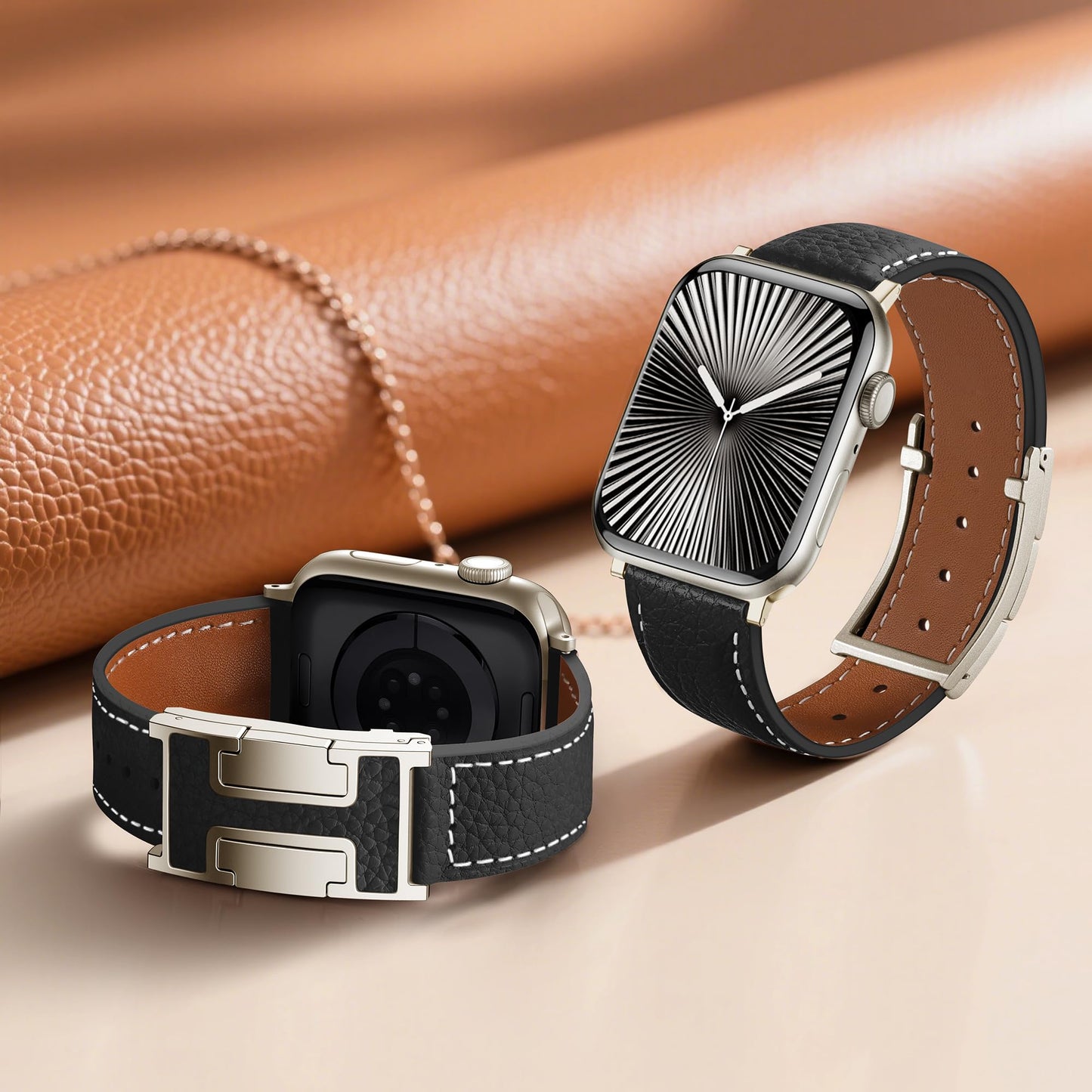 Charlam Leather Magnetic Watch Band, Compatible with Apple Watch Bands 40mm 38mm 41mm 42mm 44mm 45mm 46mm 49mm Women Men, Top Grain Leather Designer Strap for iWatch Series 11/10/9/8/7/6-1/Ultra 3/SE3