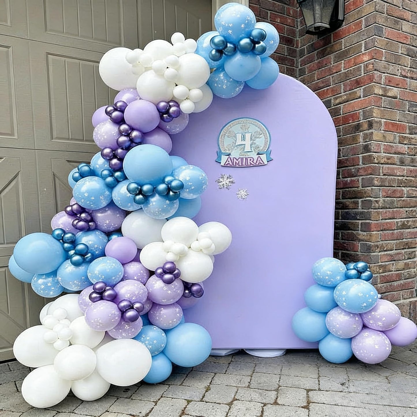 Froova Winter Balloon Arch Kit, Blue Purple Silver and Snowflake Balloon Garland Iridescent Star Snowflake Foil Balloons for Winter Wonderland Baby Shower Girls Princess Birthday Party Decorations