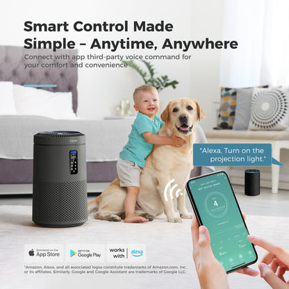 AROEVE Air Purifiers for Bedroom Air Purifier With Aromatherapy Function For Pet Smoke Pollen Dander Hair Smell 20dB Air Cleaner For Bedroom Office Living Room, MK06- Black(Available for California)