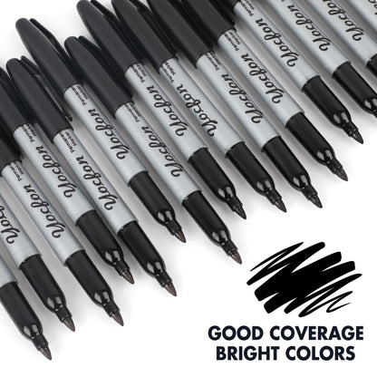 Yocfon Permanent Markers Bulk, 144 Count Black Permanent Markers Set, Fine Tip, Waterproof Markers, Works On Plastic, Wood, Stone And Metal For Doodling, Marking