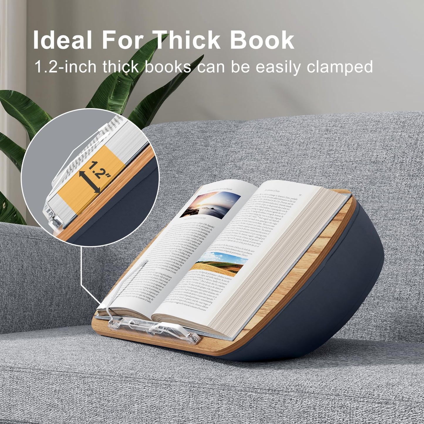 ERGONOV Lap Beanbag Book Stand for Hands Free Reading Comfortable Reading Pillow Stand Minimize Neck Strain Perfect Idea for Book Lovers in Dorm Room or Anywhere Else with Bookseat(Gray)