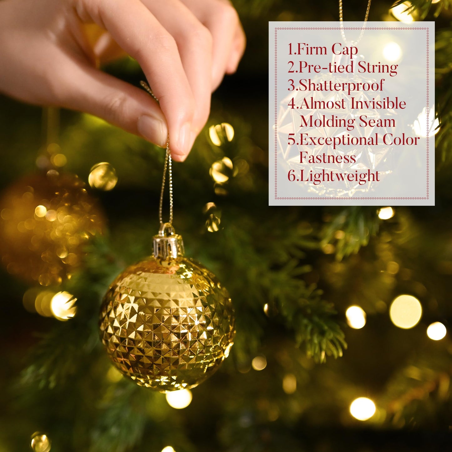 Valery Madelyn Christmas Tree Decorations Ornament Set, 50ct 2 Inches Gold Shatterproof Christmas Ball Ornaments Hanging Xmas Holiday Party Decor