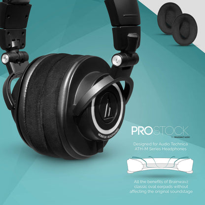 Brainwavz ProStock ATH M50X Upgraded Earpads, Improves Comfort & Style Without Changing The Sound - Ear Pad Designed for ATH-M50X M50BTX M20X M30X M40X Headphones, Vegan Leather (Micro Suede)