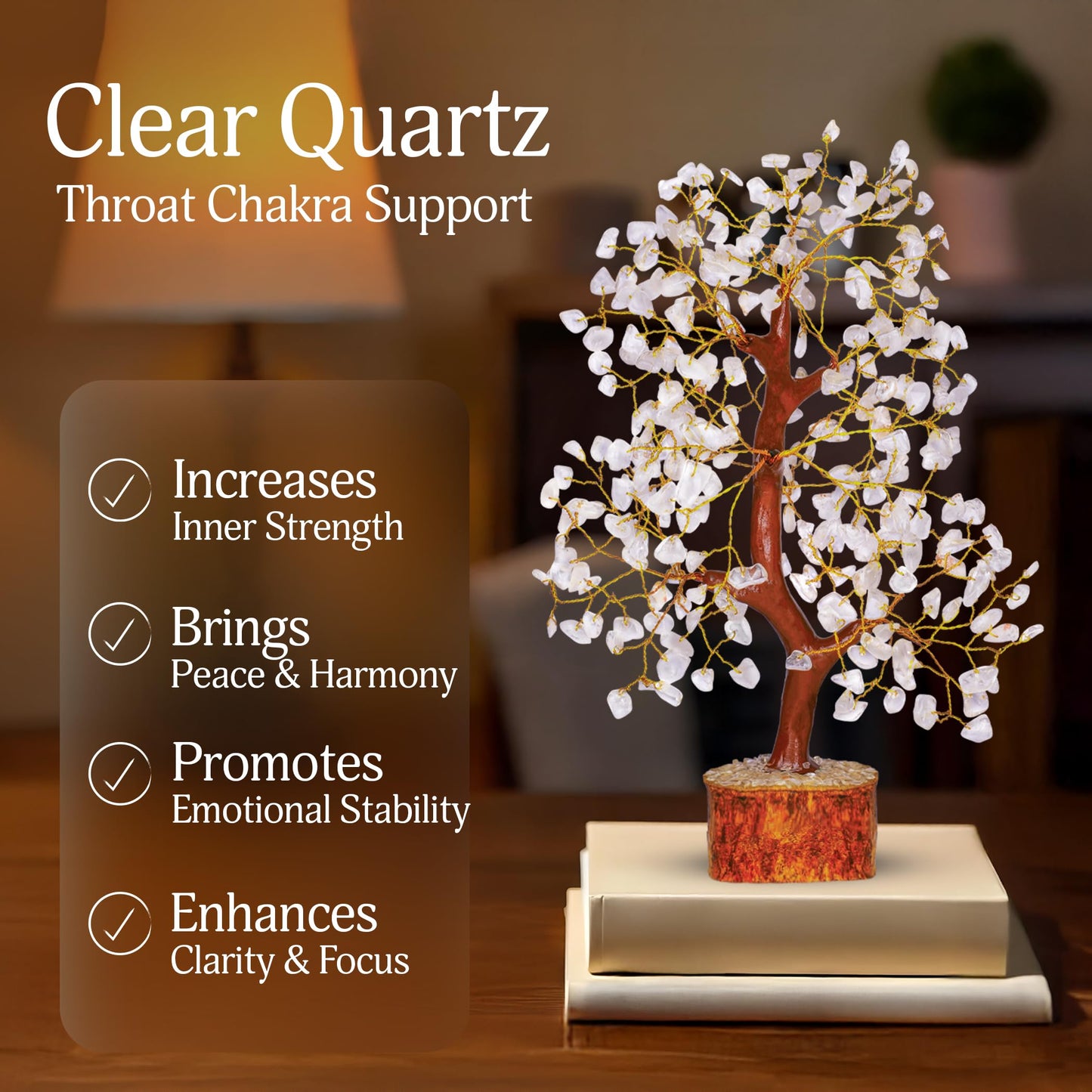 Clear Quartz Gemstone Tree - Crystal Tree of Life, Healing Crystals and Stones, Crystal Tree for Positive Energy, Good Luck Gifts
