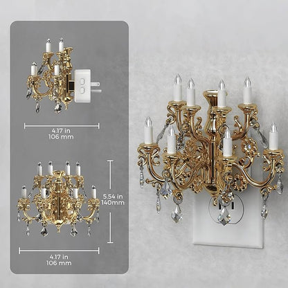 L LOHAS LED Night Lights Plug into Wall,Crystal Chandelier Candle Nightlight with Dusk to Dawn Sensor,Brightness Adjustable,3000K Soft White,Rotatable Plug Addtion for Home Decor,Hallway,Bathroom