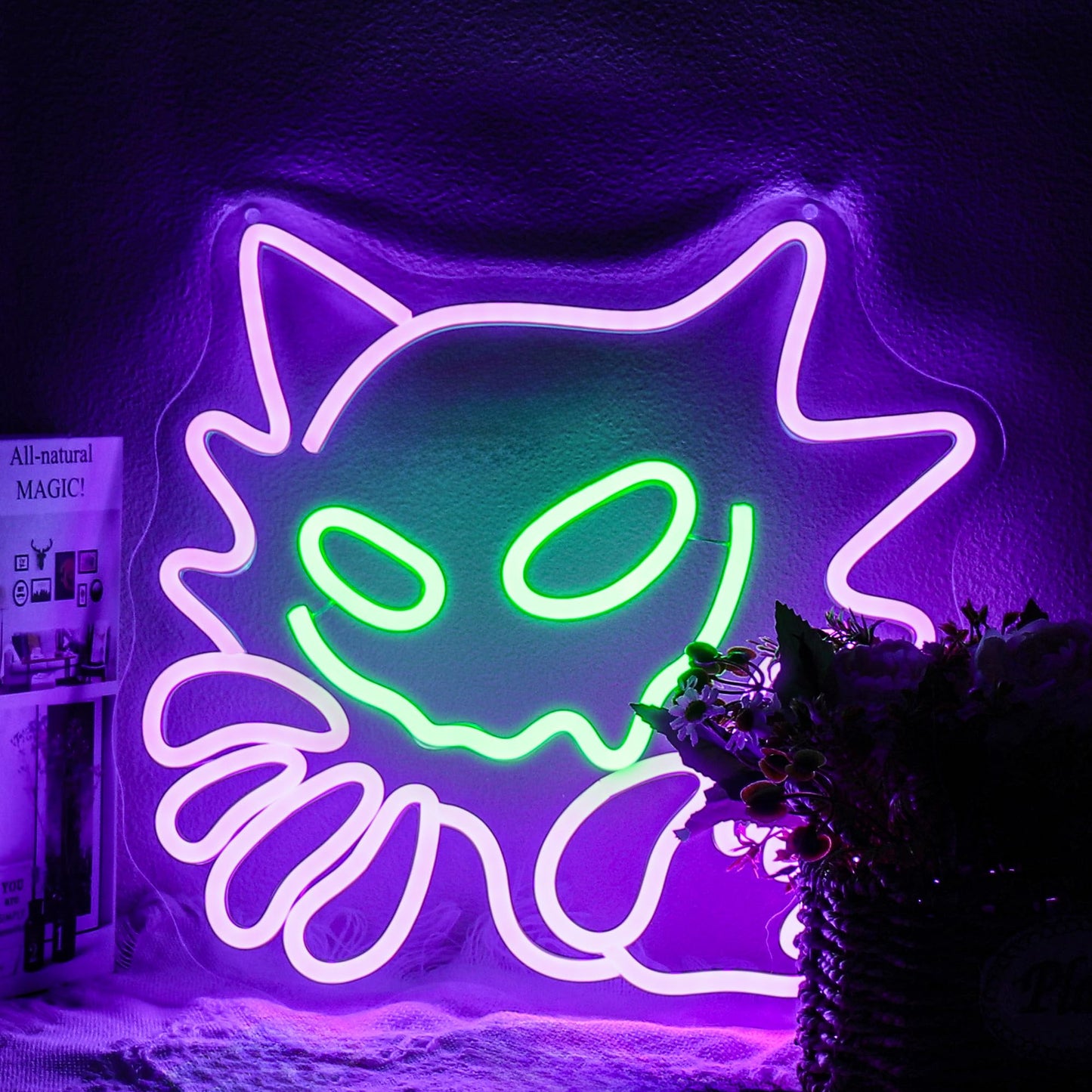 Bkuupau Neon Sign, Anime Neon Signs for Wall Decor LED Light up Signs Home Decor for Bedroom, Man Cave, Gaming Room, Party, Club, Pub, Bar Decoration Christmas Halloween Easter Gift USB Operated