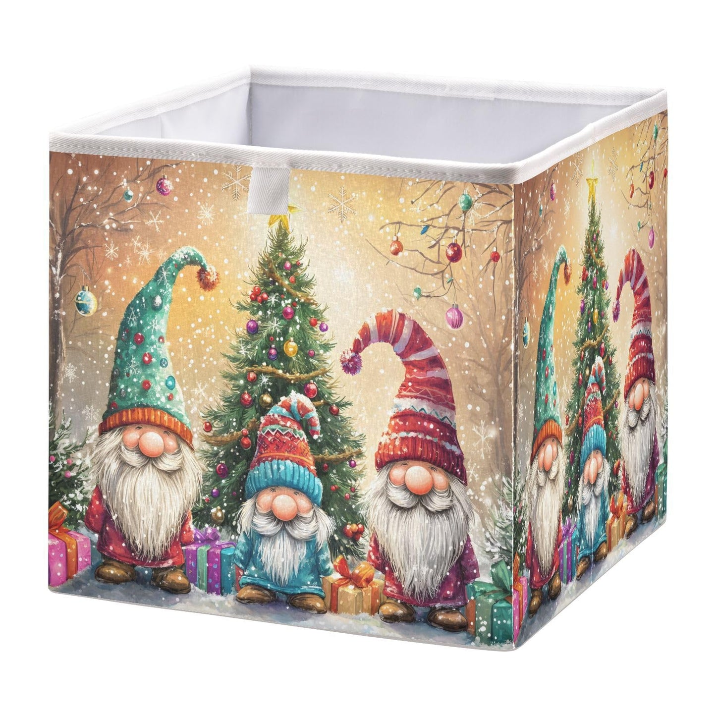 senya Large Storage Bins Gnomes Hats Christmas Collapsible Foldable Storage Cubes Fabric Basket Closet Organizer Containers Box for Home Bedroom Office 15.7 x 10.6 x 6.9in