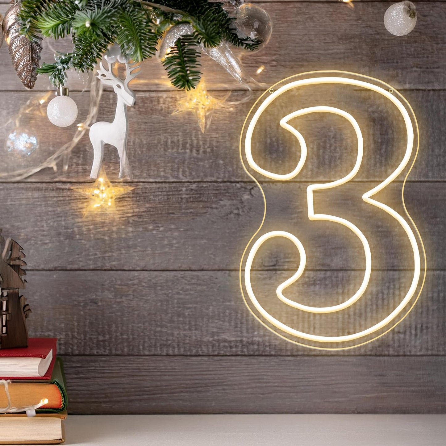 RUMONZS LED Acrylic Light up Number, Decorative Transparent Light up Letters USB Powered Big Number Sign Light for Birthday, Night Light, Party, Anniversary, Christmas, Home Decor, Wedding 12'' (number3)