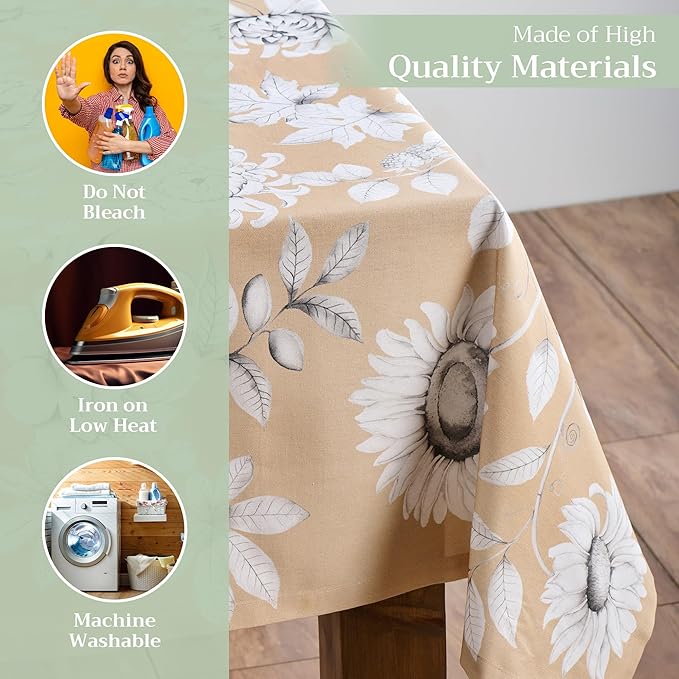 Maison d' Hermine Table Cloth Rectangle Table 100% Cotton 70 x 140 Inches Fall Tablecloth Reusable Everyday Use for Thanksgiving Christmas Decorations Dining Farmhouse Party (Pretty Autumn)