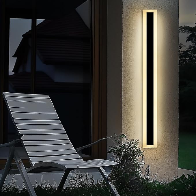 TooCust 1 Pack 31.5in Long Outdoor Modern Led Wall Light, IP65 Waterproof Modern Outdoor Wall Light, 24W Warm Light 3000K, Narrow Strip Light, Long Wall Sconce for Garage, Wired Installation