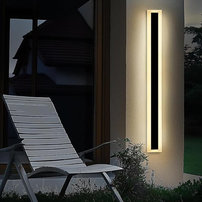 TooCust 1 Pack 31.5in Long Outdoor Modern Led Wall Light, IP65 Waterproof Modern Outdoor Wall Light, 24W Warm Light 3000K, Narrow Strip Light, Long Wall Sconce for Garage, Wired Installation