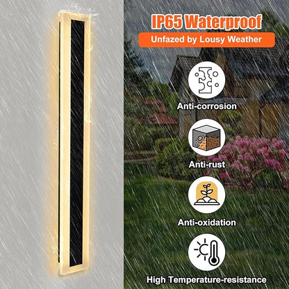 TooCust 2 Pack 23.6in Long Outdoor LED Wall Light, IP65 Waterproof, 24W Warm White 3000K, Narrow Strip Light, Long Wall Sconce for Garage, Wired Installation
