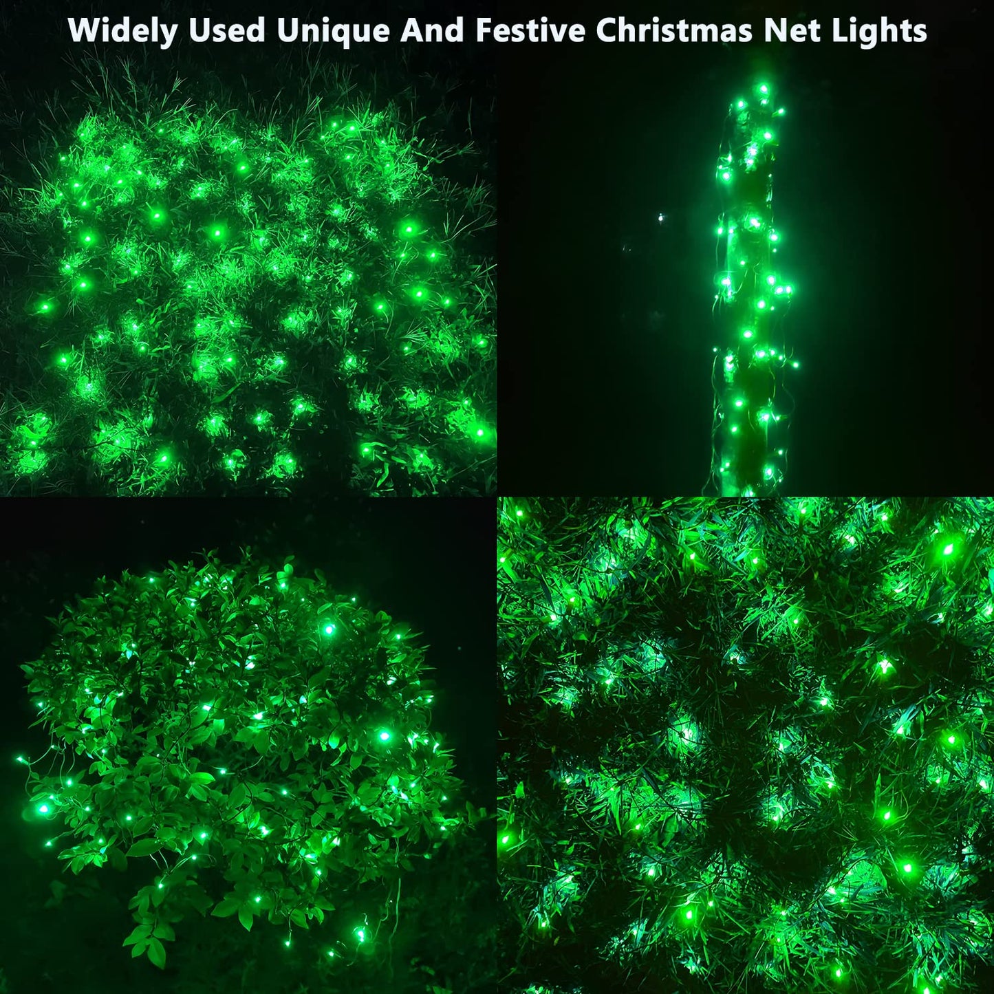 HISHINY Christmas Net Lights Outdoor, 5ftx5ft 100LED Green Wire, Connectable Bush Mesh Net Lights String for Christmas,St. Patrick's Day Party,Shrub,Yard,Tree (Green)