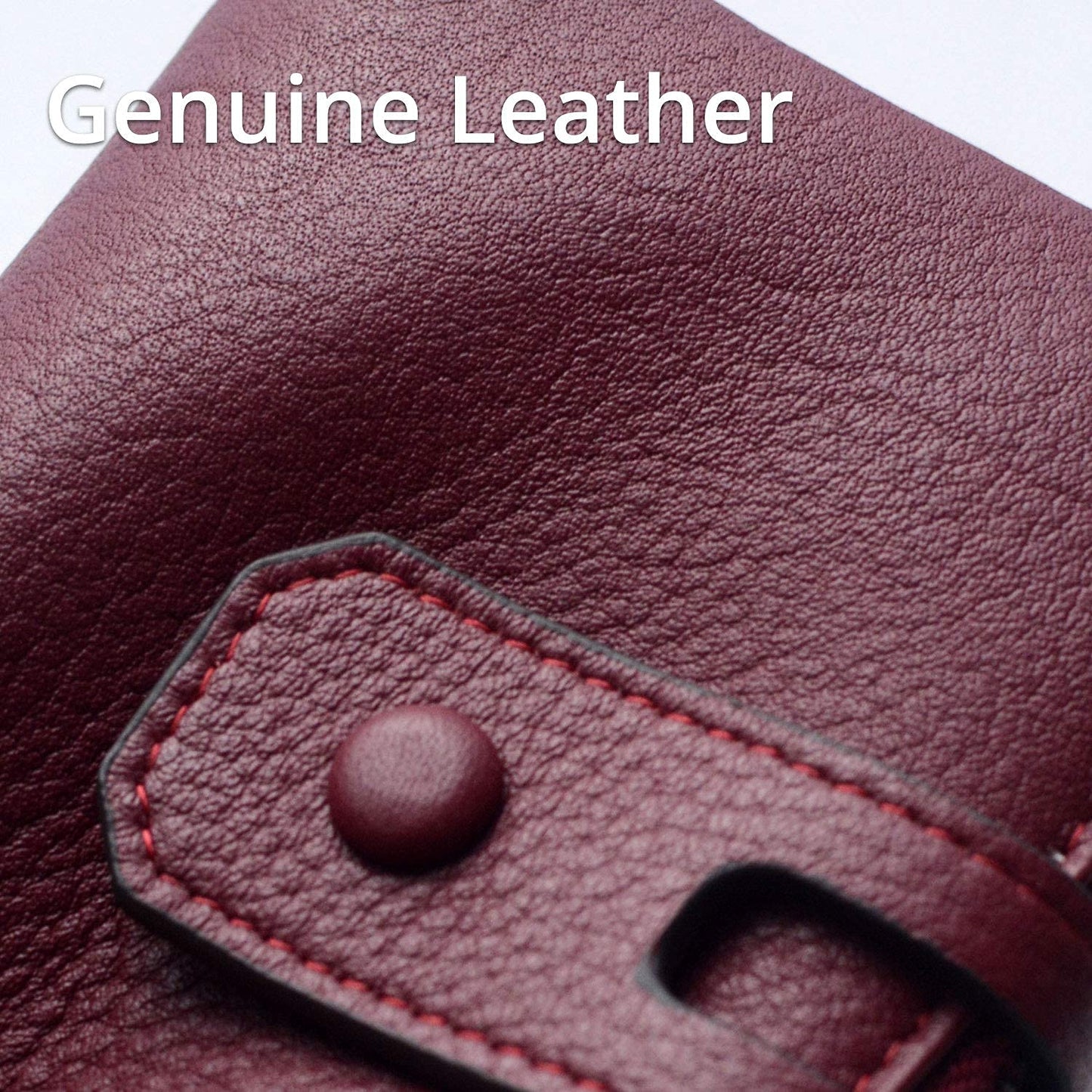 Bveyzi Small Soft Leather Wallet for Women RFID Blocking Ladies Card Holder with Double Zipper Pocket (Wine Red)