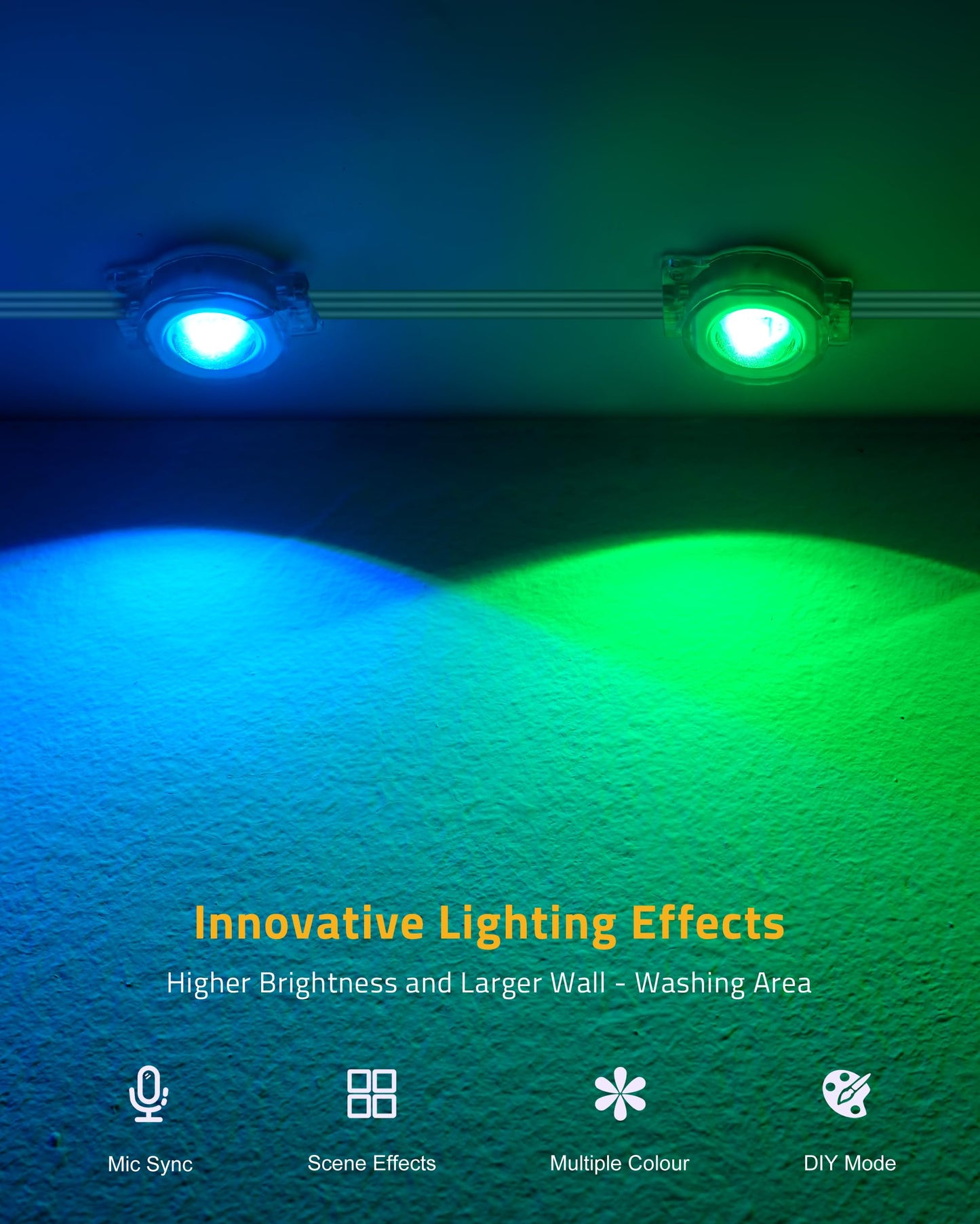 DELITOR 111FT Permanent Outdoor Lights,72 RGB Eaves Lights with App Control Remote, IP65 Waterproof Eternity Eaves Lighting, Outdoor Light for Outside Roofline Decor, Party, Holiday Xmas