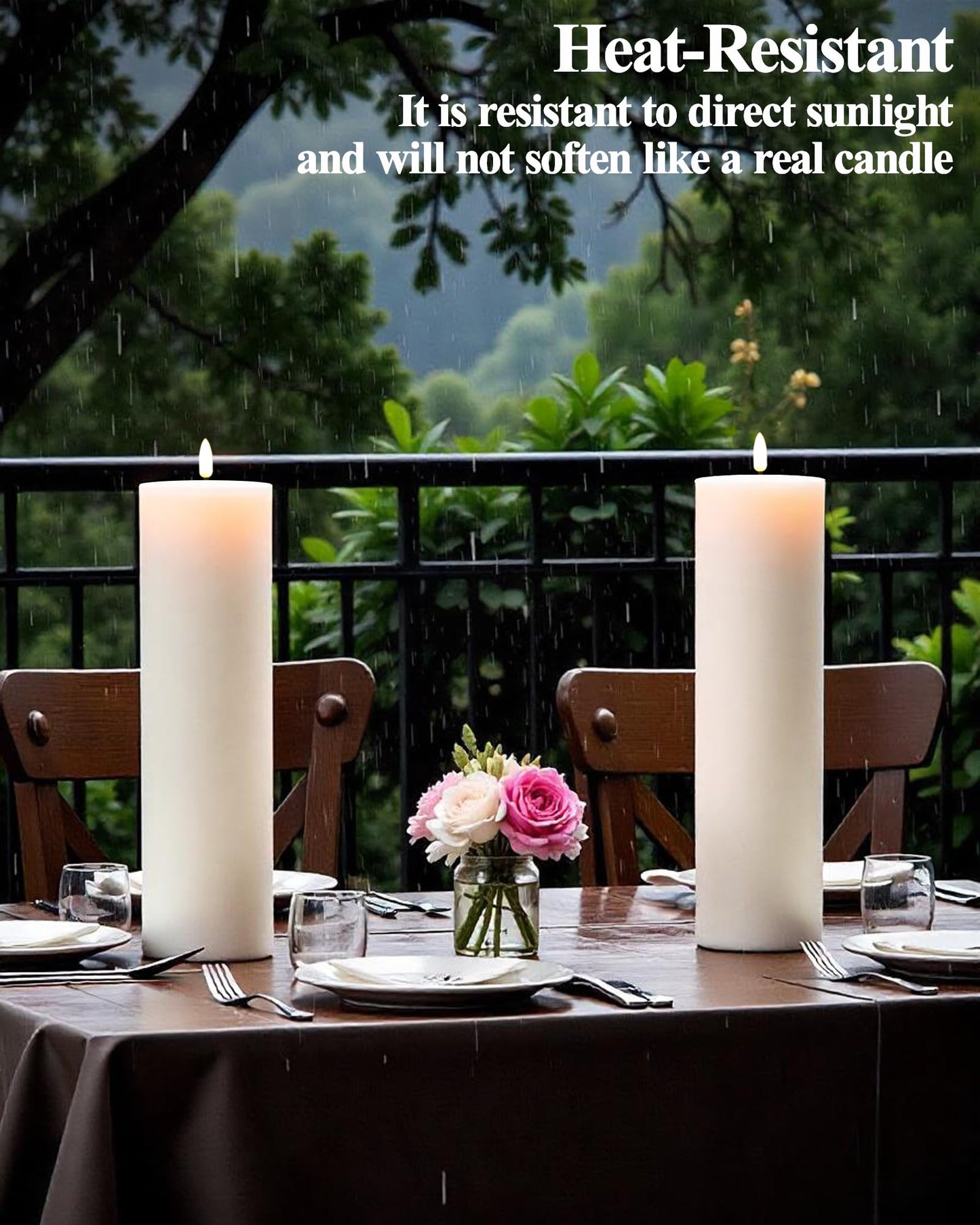 Gmnee 4"x8" Outdoor Waterproof Flameless Candles with Remote Timers Plastic