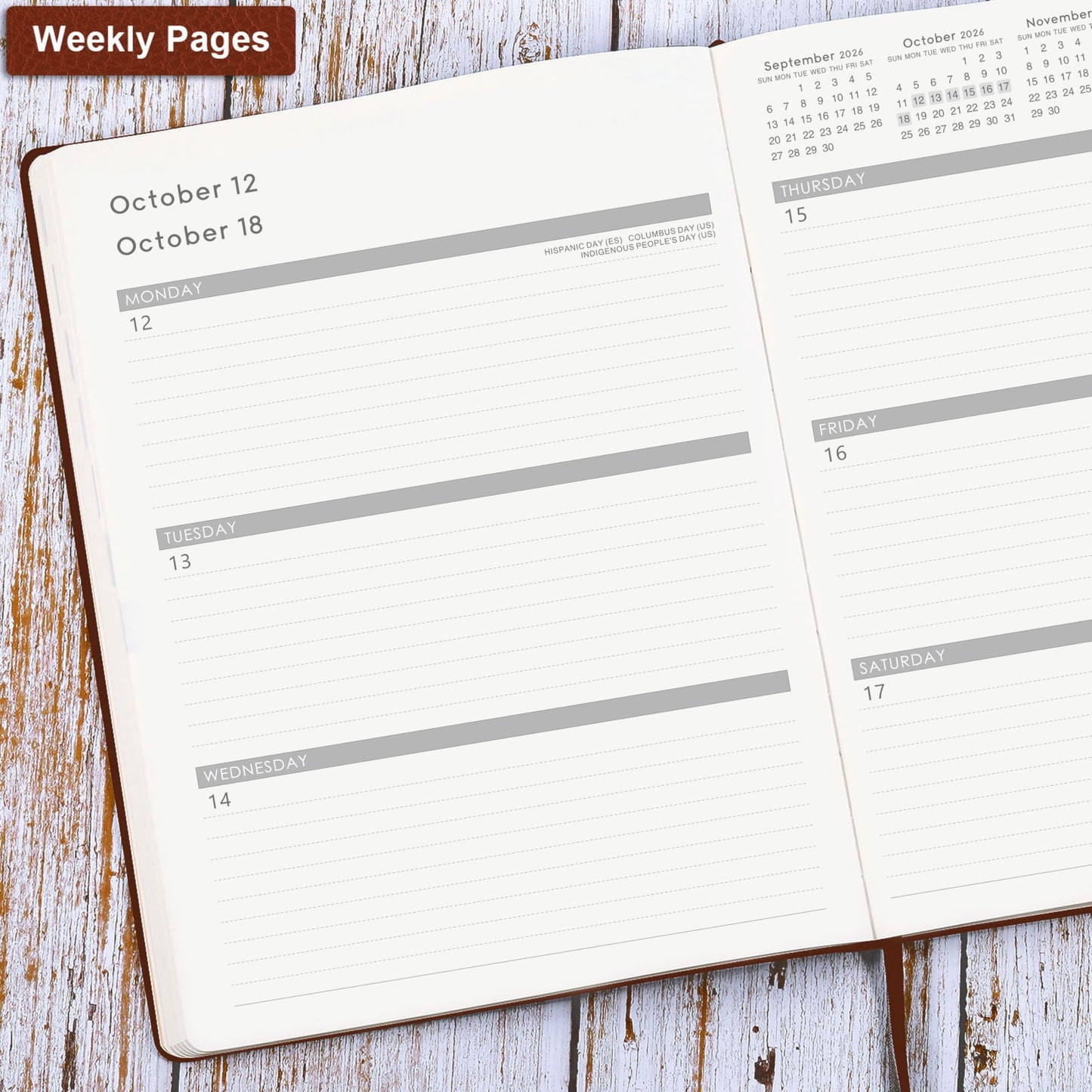 Planner 2026-2027 - JUL 2026 - JUN 2027, Academic Planner 2026-2027, 26-27 Planner, Weekly and Monthly Planner, Leather Cover Calendar Planner with Thick Paper, Back Pocket with Notes Pages, Brown (8.5" x 11")