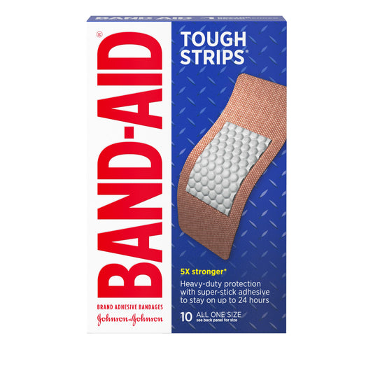 BAND-AID Brand Tough Strips Adhesive Bandages for Wound Care, Durable Protection for Minor Cuts and Scrapes, All One Size, 12 Pack