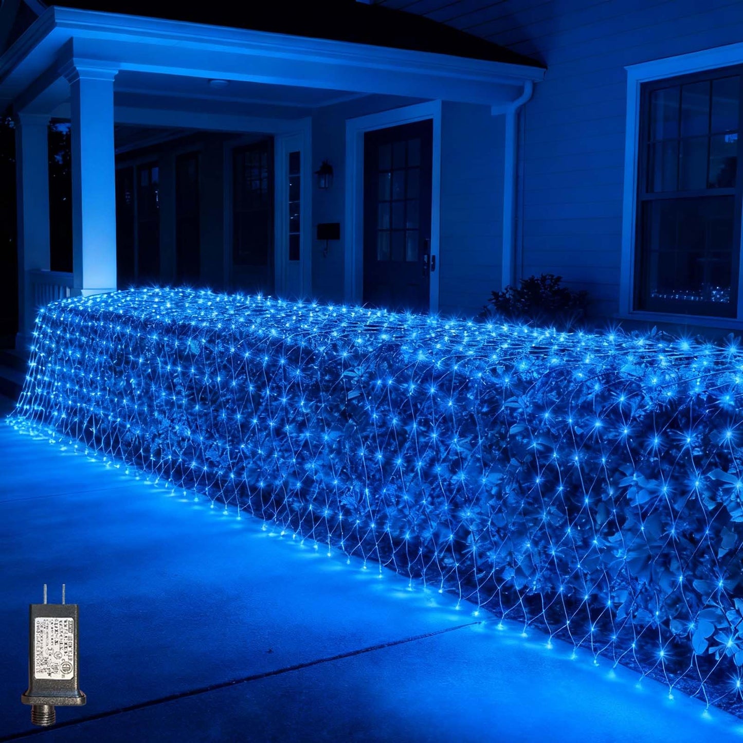 LitHome 21FT x 5FT Christmas Net Lights Outdoor Mesh Lights, 360 LED Christmas Blue Net Light for Bushes Connectable, 8 Modes Giant Mesh Light Waterproof Green Wire for 4th of July Tree Garden Decor