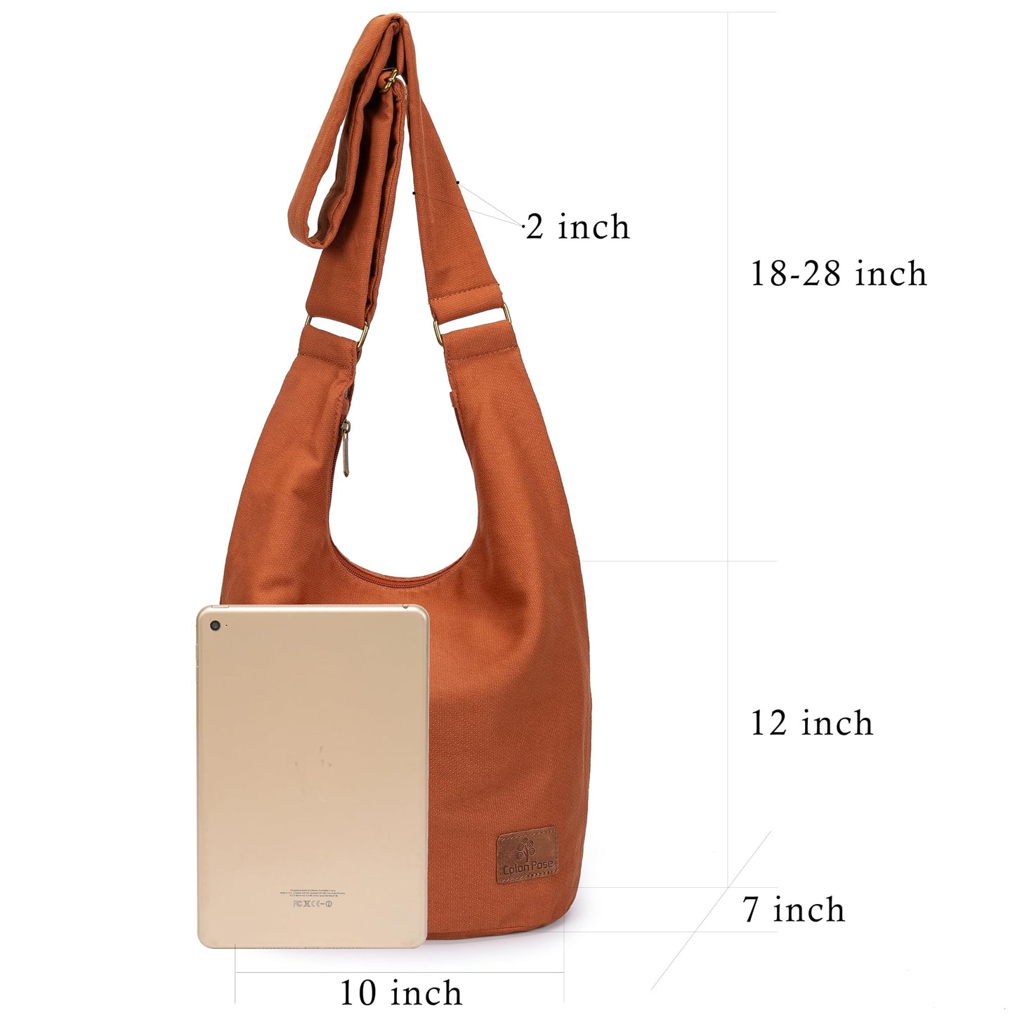 Hippie Crossbody Bag Top Zip Large Size Canvas Sling Bag Jacquard cloth Handmade Bags (Orange)