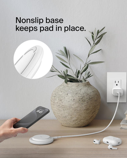 Belkin Magnetic Wireless Charging Pad 15W - MagSafe-Compatible Qi2-Certified Wireless Charging Station, iPhone Charger for Apple iPhone 16, 15, 14 Series, AirPods w/Non-Slip Base - Black (No PSU)