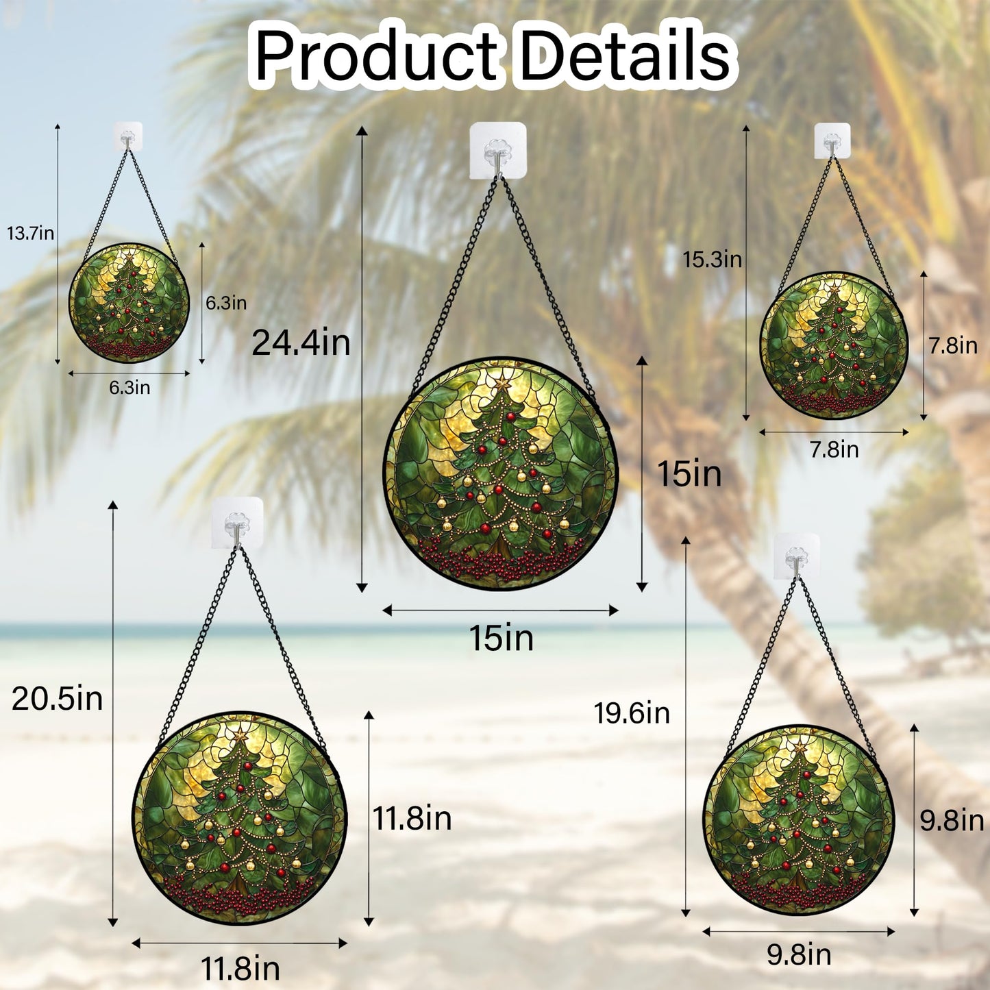 Stained Glass Window Hanging - Retro Green Christmas Tree Suncatcher for Doors Home Christmas Decoration Sun Catcher Thanksgiving New Year Birthday Gifts for Women Men Mom Nana 11.8 in