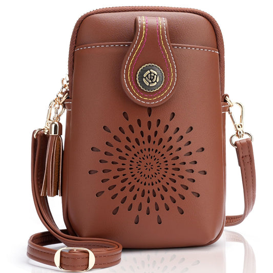 APHISON Small Crossbody Bags for Women, Lightweight Vegan Leather Cell Phone Purse, Cute Purses with Tassels