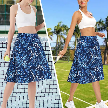 Skorts Skirts for Women Knee Length Midi SkirtsBlue Black S