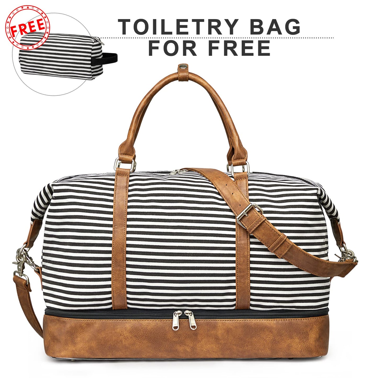 S-ZONE Weekender Bags for Women Men Travel Duffel Bags with Shoe Compartment Overnight Carry on Duffle Tote