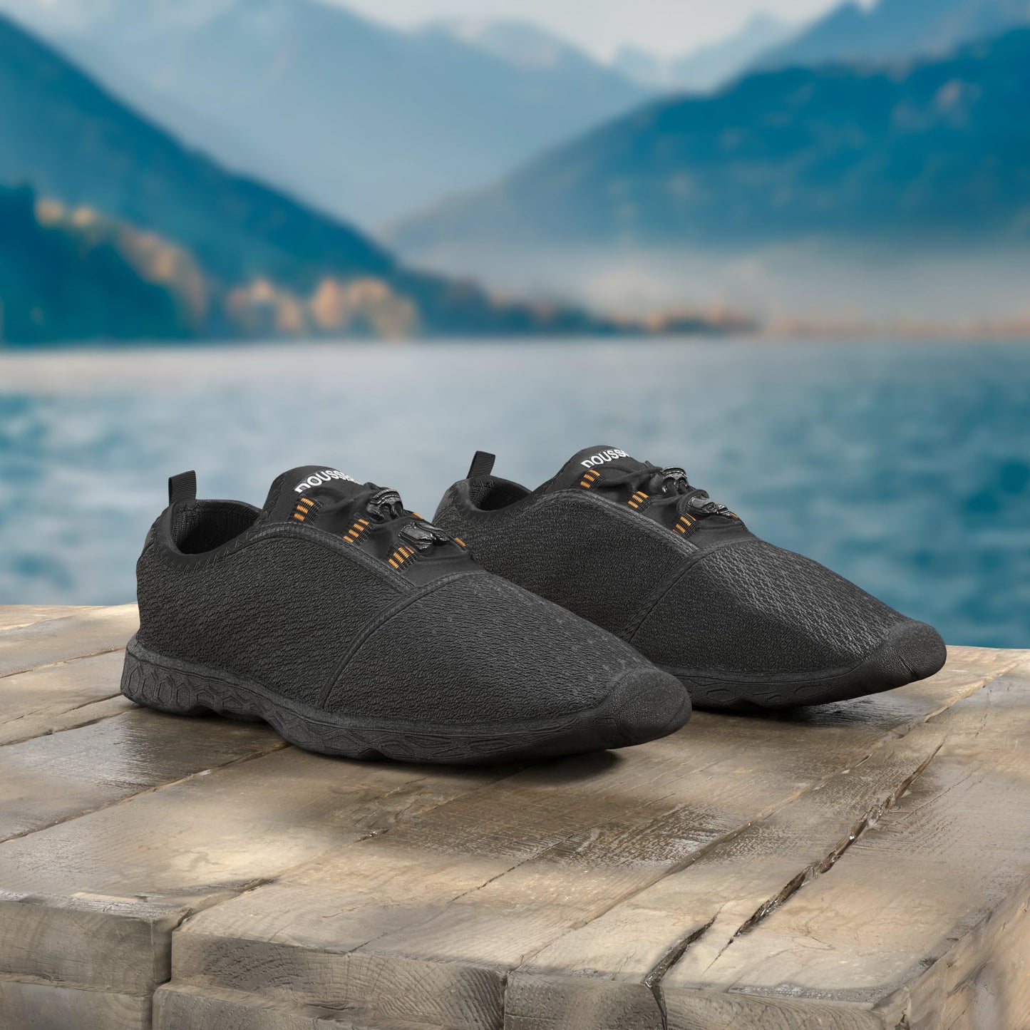 DOUSSPRT Men's Water Shoes Quick Drying Sports Aqua Shoes Dark Allblack Size 7