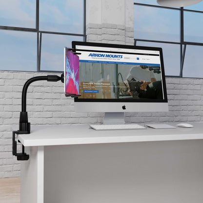 ARKON Mounts - Heavy Duty Tablet Holder with Clamp Mount and 12-Inch Bendable Gooseneck Arm | Versatile Tablet Stand with Easy Install & Durable Support | Securely fits iPad, Galaxy, Note, and more