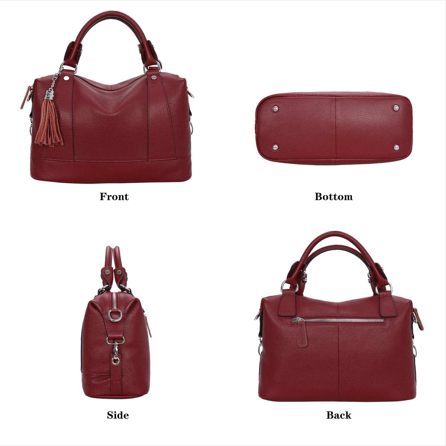 HESHE Soft Genuine Leather Purses for Women Shoulder Handbag Designer Handbags for Woman Hobo Bag Cross Body Purse Women’s Satchel Bag Totes Bags (Wine)