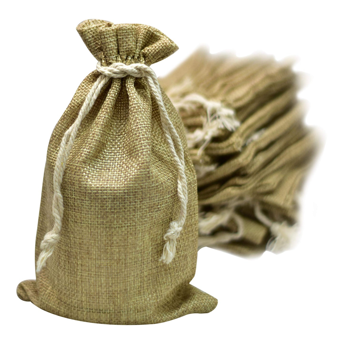 50 Burlap Bags with Drawstring, 5x8 Inch (5x7 Internal) Gift Bag Bulk Pack for Wedding and Birthday Party Favors, Jewelry and Treat Pouches, Advent, Christmas & Holiday Gift Wrap (Brown)