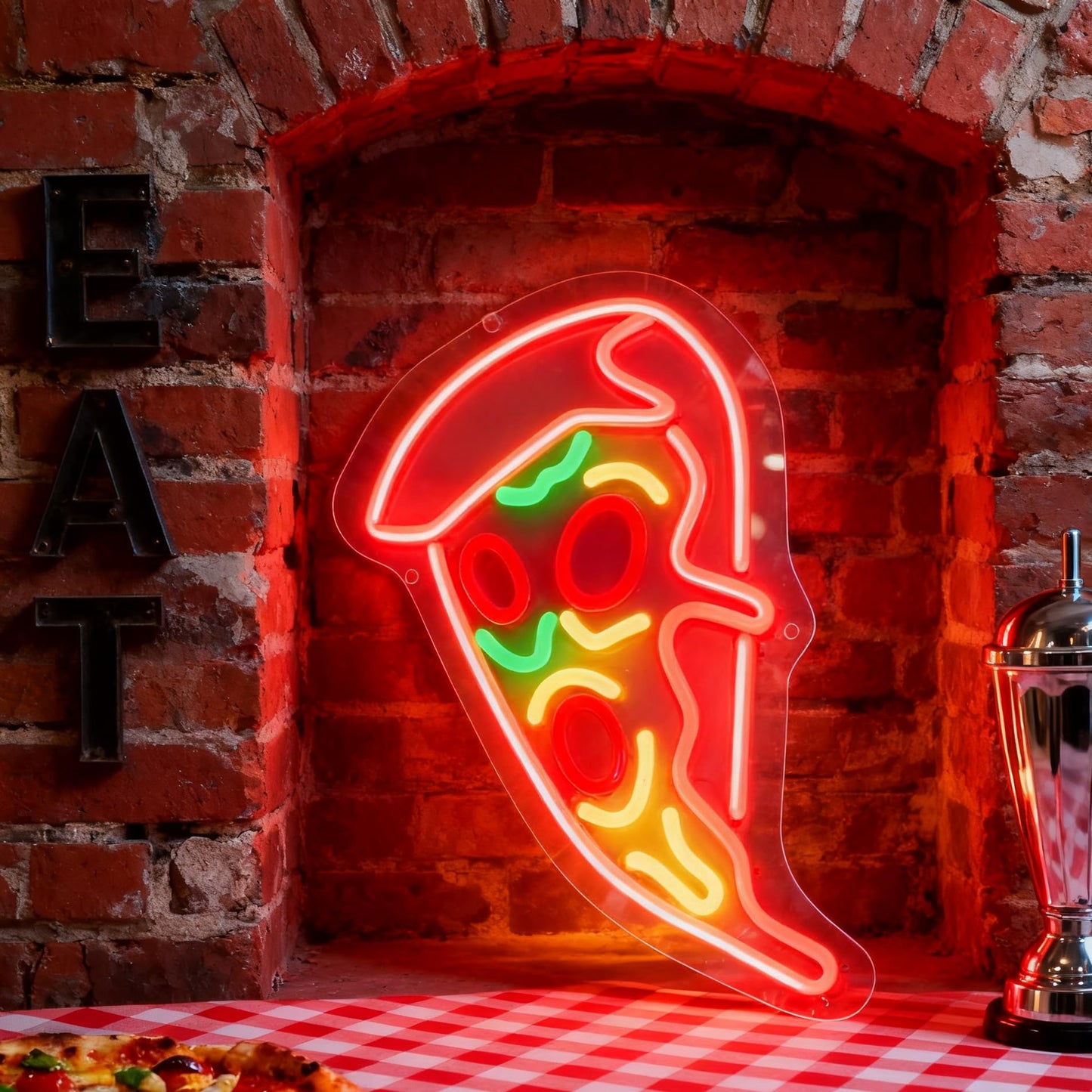 Neonawall Pizza Lovers Business Neon Sign for Wall Decor Light Up Letters Led Sign Party Gift Led Decorative Night Signs Photo Prop Decorations Grand Opening Gift for Fast Food Restaurant Pizza Lovers