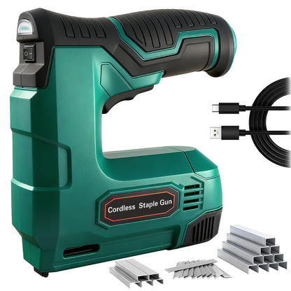 Hi-Spec 4V Cordless USB Staple Gun. Rechargeable Electric Compact Stapler & Brad Nailer Gun. Includes 2500pc Flat Crown Staples and Brad Nails Set for DIY, Crafts, Furniture and Carpentry