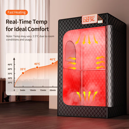 Viconor Infrared Sauna Box, Portable Steam Infrared Sauna Tent with Red Light Therapy for Home, Full Body Steam Indoor Sauna Box for Relaxation, 3L/1200W Steamer, 9 Levels Heat, Timer, Folding Chair