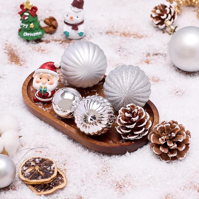 50ct Christmas Balls Ornaments for Xmas Tree, Silver Shatterproof Christmas Tree Decorations Hanging Ball for Holiday Party Decor(1.57"-2.36")