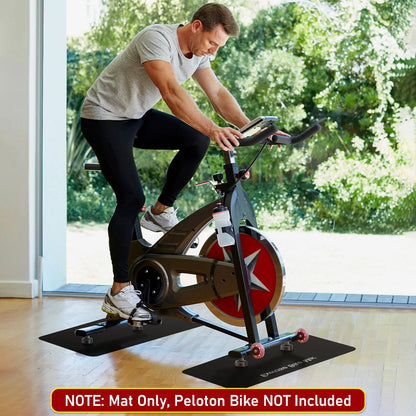 TOBWOLF 2PCS Non-Slip Mat Compatible with Peloton Bike, Concept 2 Rowing Machine, Exercise Bicycle Mats, Treadmill Pad for Carpet & Hardwood Floors, Workout Mat for Bike Trainer, Stationary Spin Bike