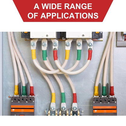 Heavy Duty 8 Gauge Tinned Wire Connectors - 10pcs Copper Ring Terminals with Marine-Grade Heat Shrink Tubing | 5/16" Size