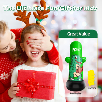 Inflatable Dino Punching Bag for Kids, 47” Tall Bop Bag Punching Toy, Inflatable Dinosaur Toy with Bounce- Back Action for Ages 3-8, Great for Boys and Girls