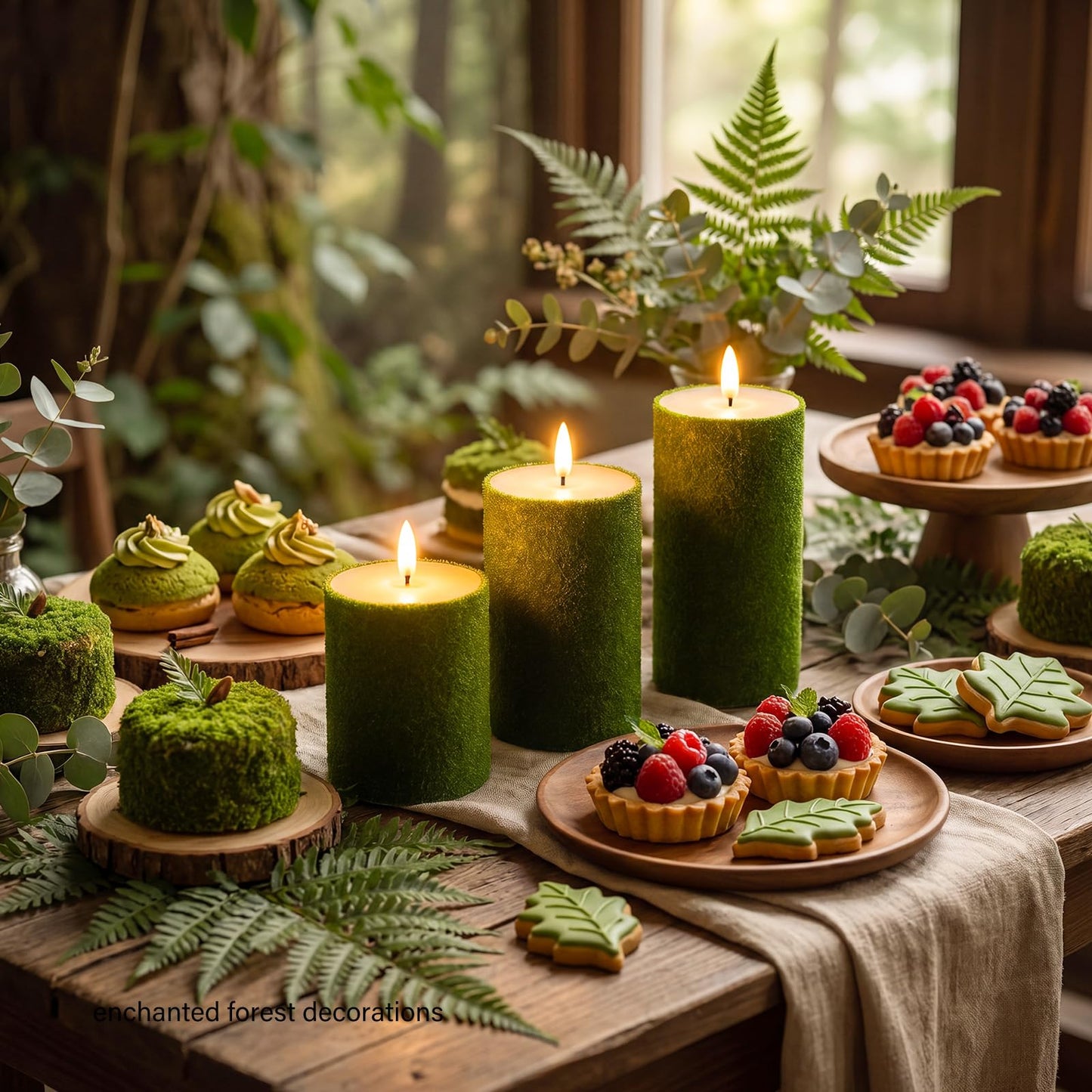 Glooglitter 3 Pcs Enchanted Fairy Forest Flameless Candles Battery Operated, Nutcracker Drum LED Candle with Remote Timer, Drum Flameless Candles for Natural Altars Fairy Scenes Wedding Decorations
