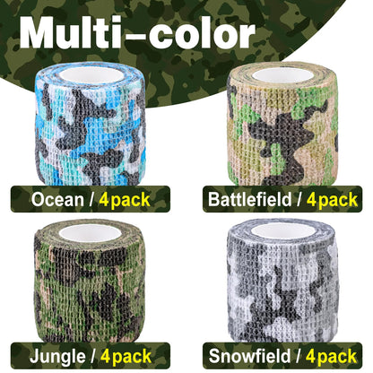 AZEN 16 Pack Self Adhesive Bandage Wrap, 2" X 5 Yards Elastic Cohesive Bandage Wrap, Athletic Tape, Vet Wrap, Ankle Tape, Tattoo Tape Wrap (Camo)