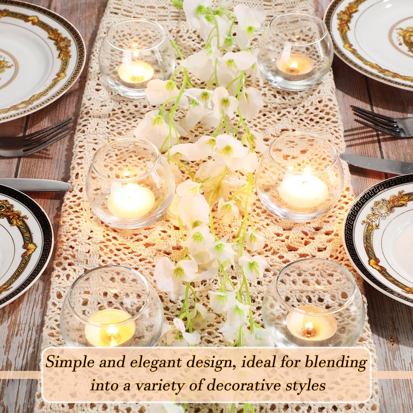 Ziliny 48 Pcs Clear Glass Votive Candle Holders Bulk Tealight Candle Holders Wedding Table Centerpiece Decor Vase for Wedding Bridal Shower Party Decoration