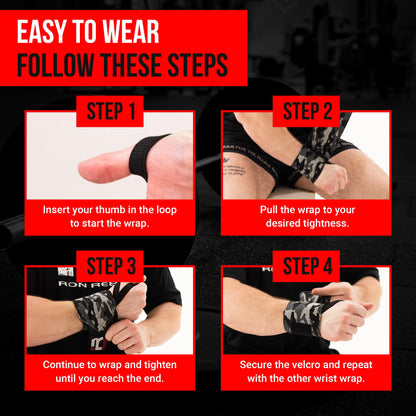 Iron Rebel Wrist Wraps - Flexible wrist support for weightlifting Straps for Men & Women - Comfortable & Durable Wrist Wraps for Everyday Lifting (Pair)