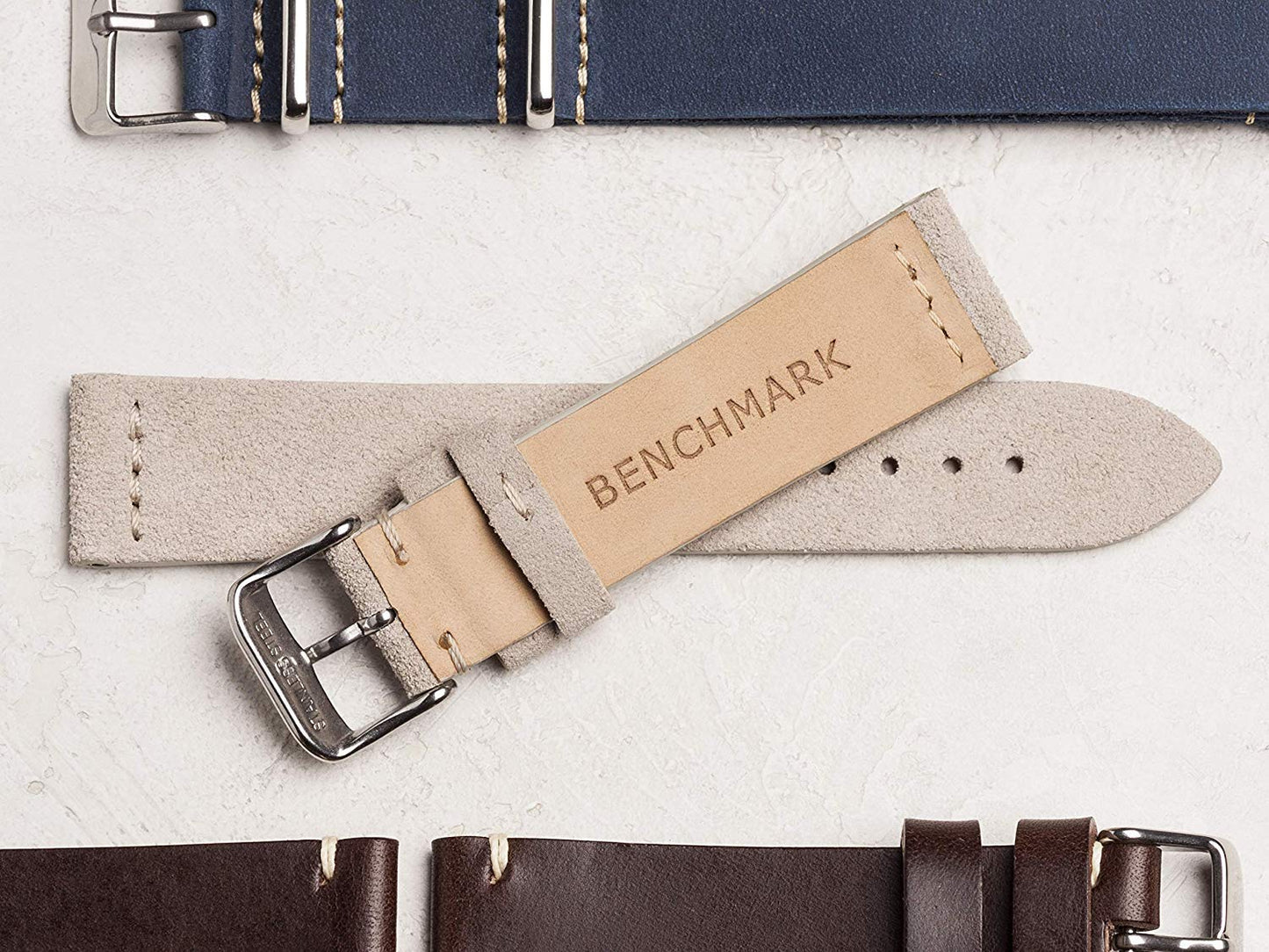 Benchmark Basics Dark Brown 20mm Suede Watch Strap - Vintage Leather Watch Band for Men & Women - Compatible with Regular & Smart Watches