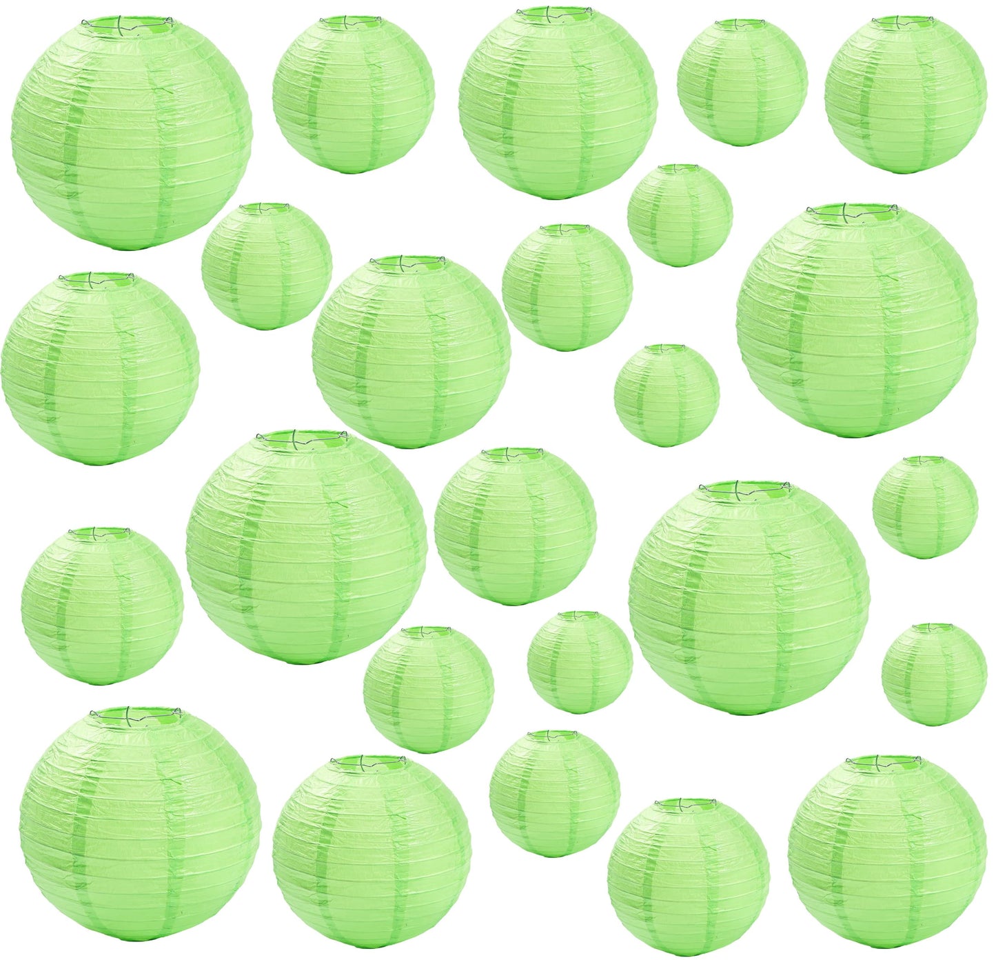 25 Pack Paper Lanterns, Sizes of 4", 6", 8", 10", 12", Hanging Lanterns Decorations Ball Lanterns for Home Decoration, Birthday Party and Wedding Decorations (Fruit Green)